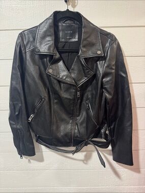 Elodie Black Vegan Leather Moto Jacket- MEDIUM